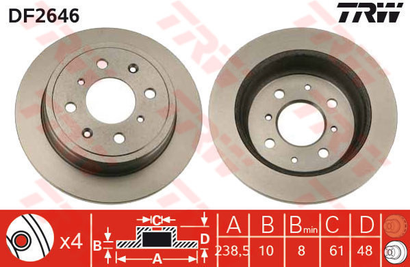 TRW Tarcza hamulcowa DF2646