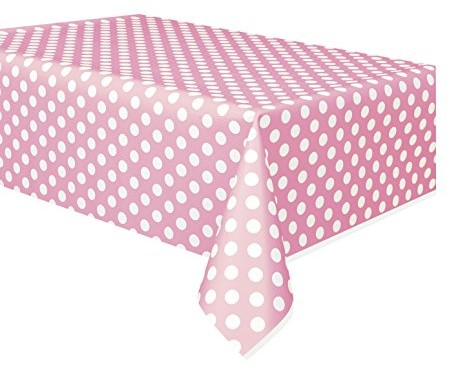 Unique Party Supplies Obrus z tworzywa sztucznego, kropkowany wzór, 2,7 mx1,3 m, rozmiar uniwersalny, Rosa (50259)