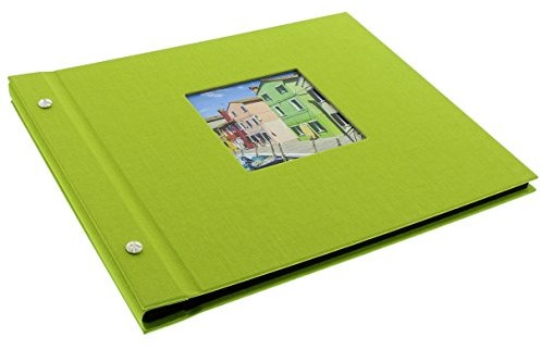 Goldbuch Bella Vista 26976 skręcany album na zdjęcia, lniany, 40 czarnych stron przekładanych pergaminem, 30 x 25 cm, kolor: zielony 26 976