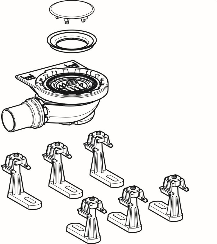 Geberit Ceramika Setaplano Syfon brodzikowy z 6 nogami do paneli do natrysków bezbrodzikowych biały 154.013.00.1