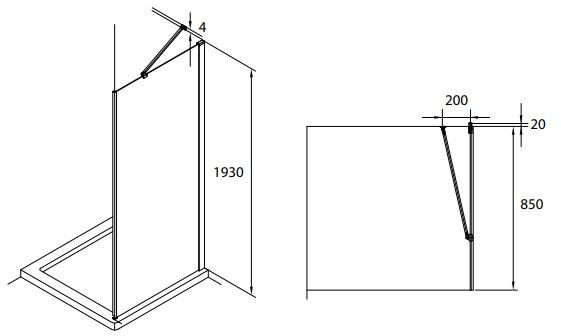 Roca Capital Black Ścianka boczna 90x195 cm profile czarny mat szkło przezroczyste AM4409016M