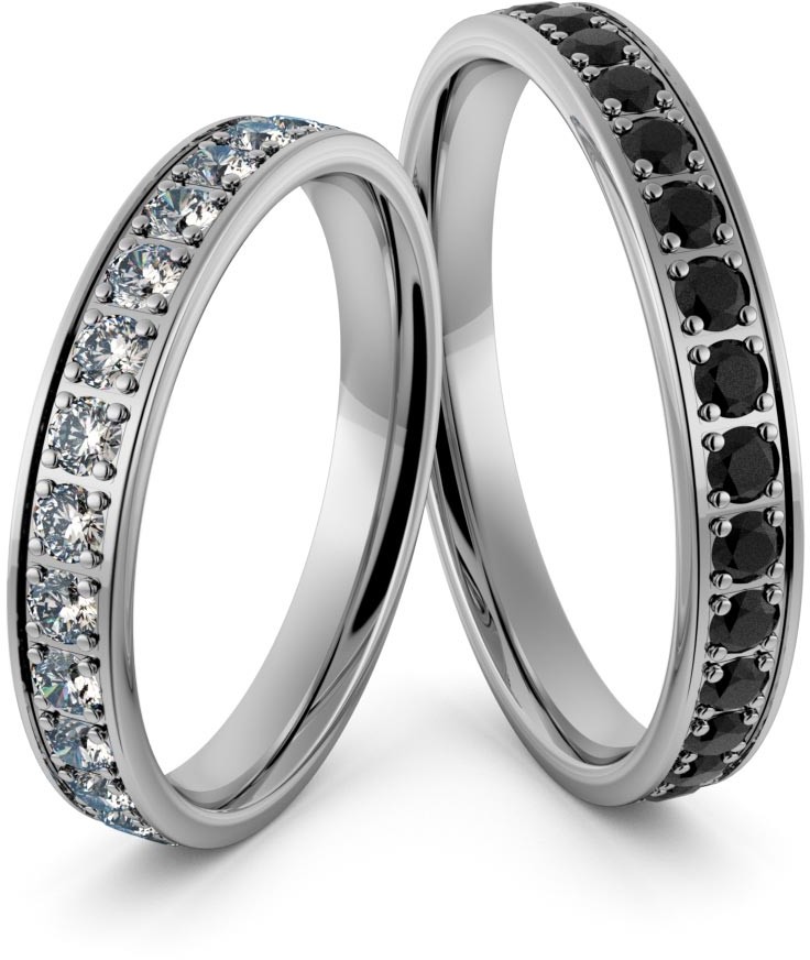 Eminence Obrączki srebrne z białymi i czarnymi cyrkoniami swarovski - wzór Ag-344 Ag-344