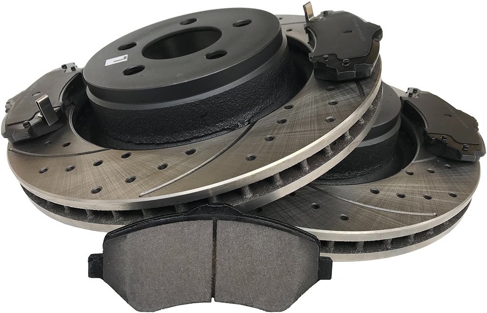 Klocki + WIERCONE tarcze hamulcowe przednie 332mm Dodge Nitro HTP-CH-040-MIKODA+PMD1273
