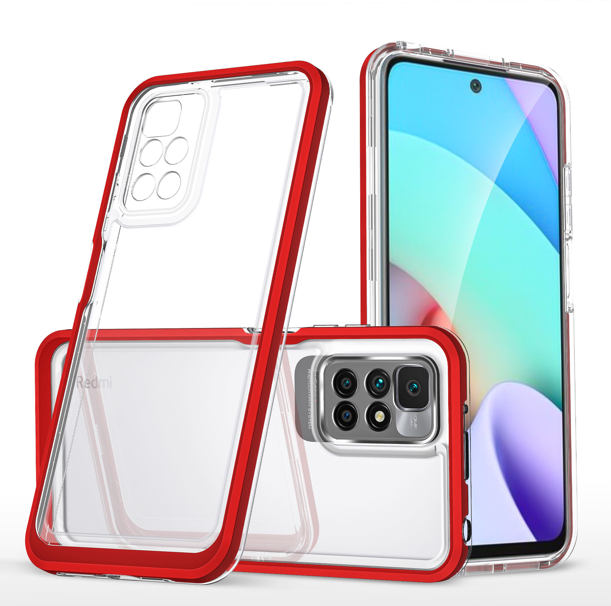 Hurtel Clear 3in1 etui do Xiaomi Redmi 10 żelowy pokrowiec z ramką czerwony