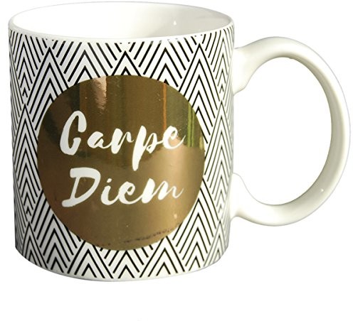 LA CARTERIE Die carterie 76000587 Carpe Diem filiżanka porcelana czarna/kolor złoty 11,6 x 9,5 x 8,2 cm 76000587