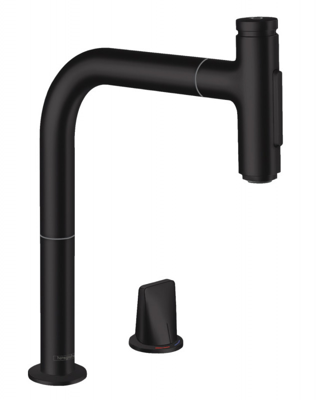 Hansgrohe Metris Select M71 Bateria kuchenna z wyciąganą wylewką sBox czarny mat 73818670