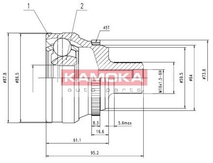 KAMOKA Przegub napdowy - kompletny 6622