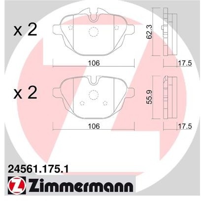 ZIMMERMANN Klocki hamulcowe - komplet 24561.175.1
