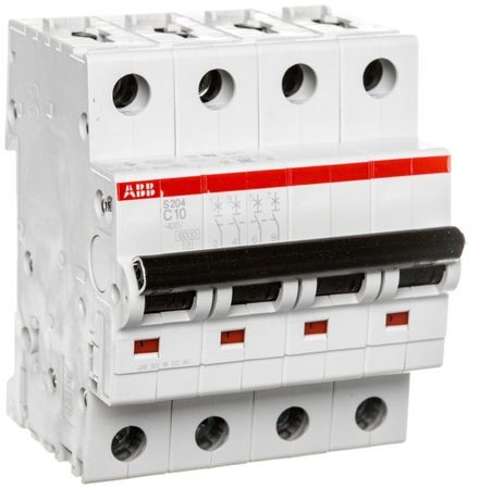 ABB Wyłącznik nadprądowy 4P C 10A 6kA AC S204-C10 2CDS254001R0104