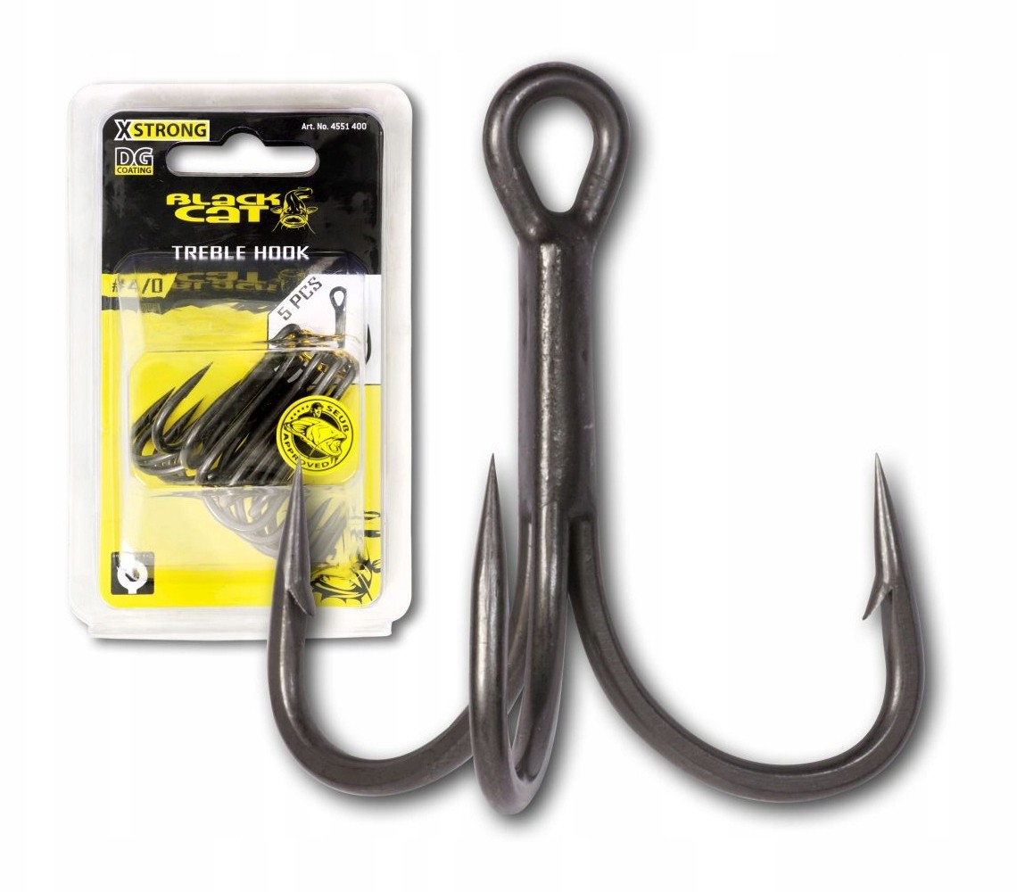 Treble Hook Dg coating Nr3/0 Black Cat Kotwica x5
