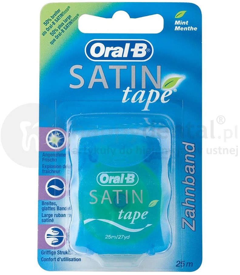 Oral-B ORAL-B Satin Tape 25m taśma dentystyczna o satynowej powłoce, miętowa E978
