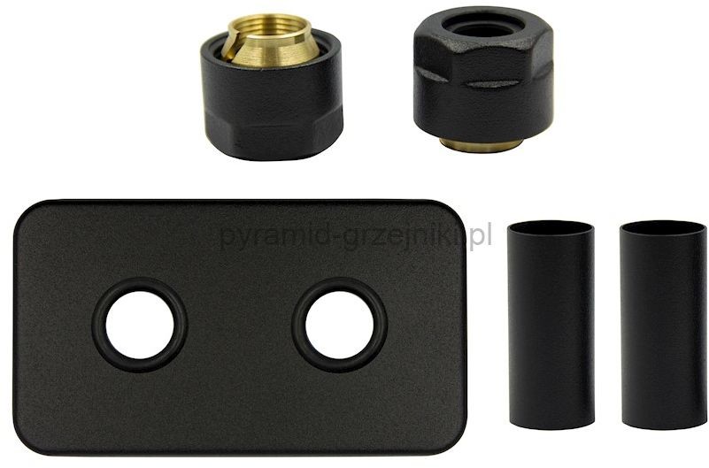 Vario Term Zestaw maskujący rozety + tuleje + złączki Cu/Pex x GW3/4 - czarny str. instalacja miedziana -CU rozeta prostokątna ZMRP2M15X3/4/14