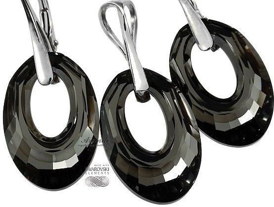 Arande SWAROVSKI komplet łańcuszek NIGHT HELIOS SREBRO 700349