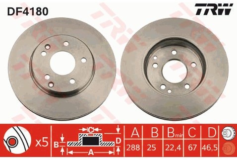 TRW Tarcza hamulcowa DF4180