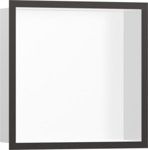 Hansgrohe 56099340 XtraStoris Individual Wnęka ścienna biały matowy z ozdobną ramą 30 x 30 x 10 cm czarny chrom szczotkowany