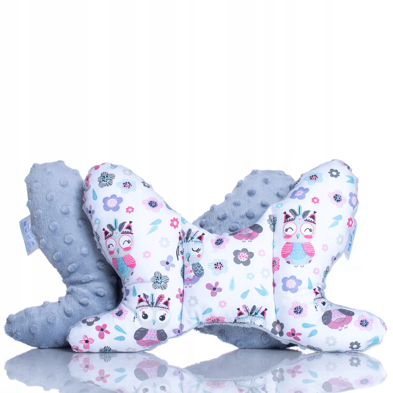 Poduszka podróżna motylek antywstrząsowy minky