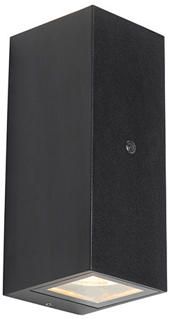 QAZQA Kinkiet czarny IP44 z czujnikiem światło-ciemność - Baleno II