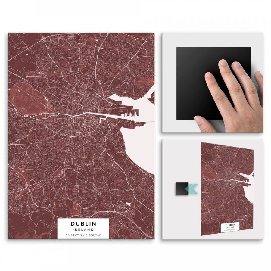 Pix4home Plakat metalowy Mapa Burgund Dublin L POS-L-02227