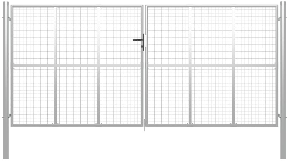 vidaxl Brama ogrodowa, galwanizowana stal, 415x250 cm, srebrna