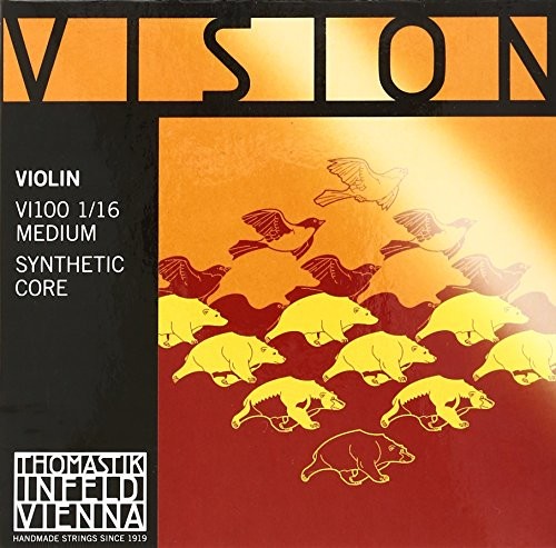Thomastik Struny do Violin Vision syntetyczny zestaw rdzeni 1/16 średnia, zdejmowana kulka, skoncentrowany dźwięk, czysty i otwarty 634190