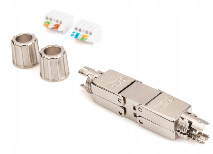 Łącznik modularny beczka Kat.6A Stp Slim 2x RJ45