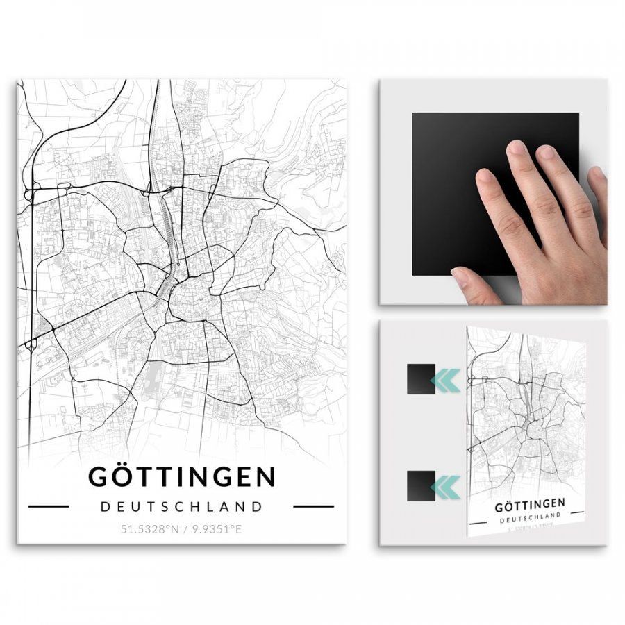 Pix4home Plakat metalowy Mapa B&W Göttingen L POS-L-03265