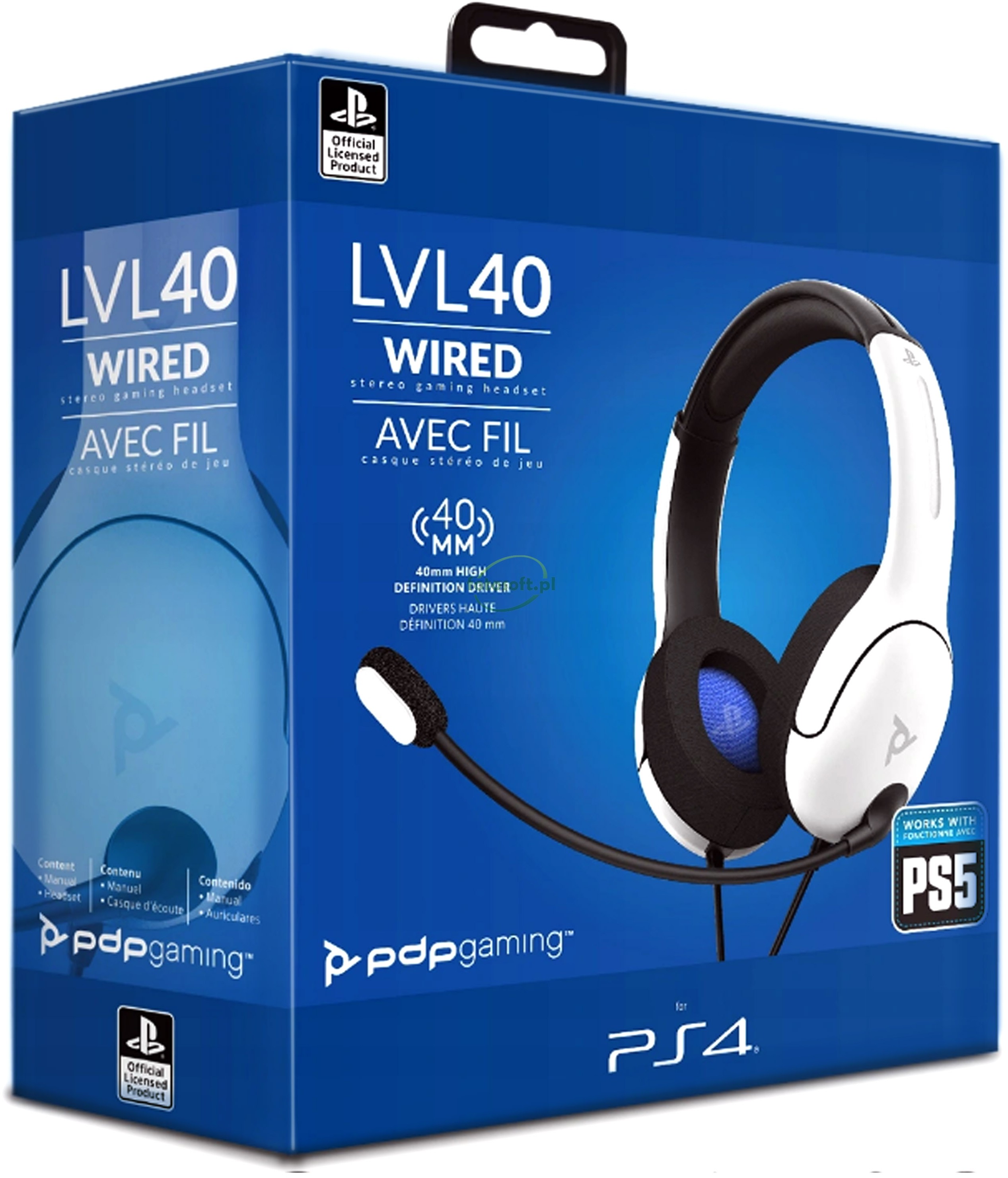 Sony LVL40 Wired na PS4/PS5 Biało-Czarne