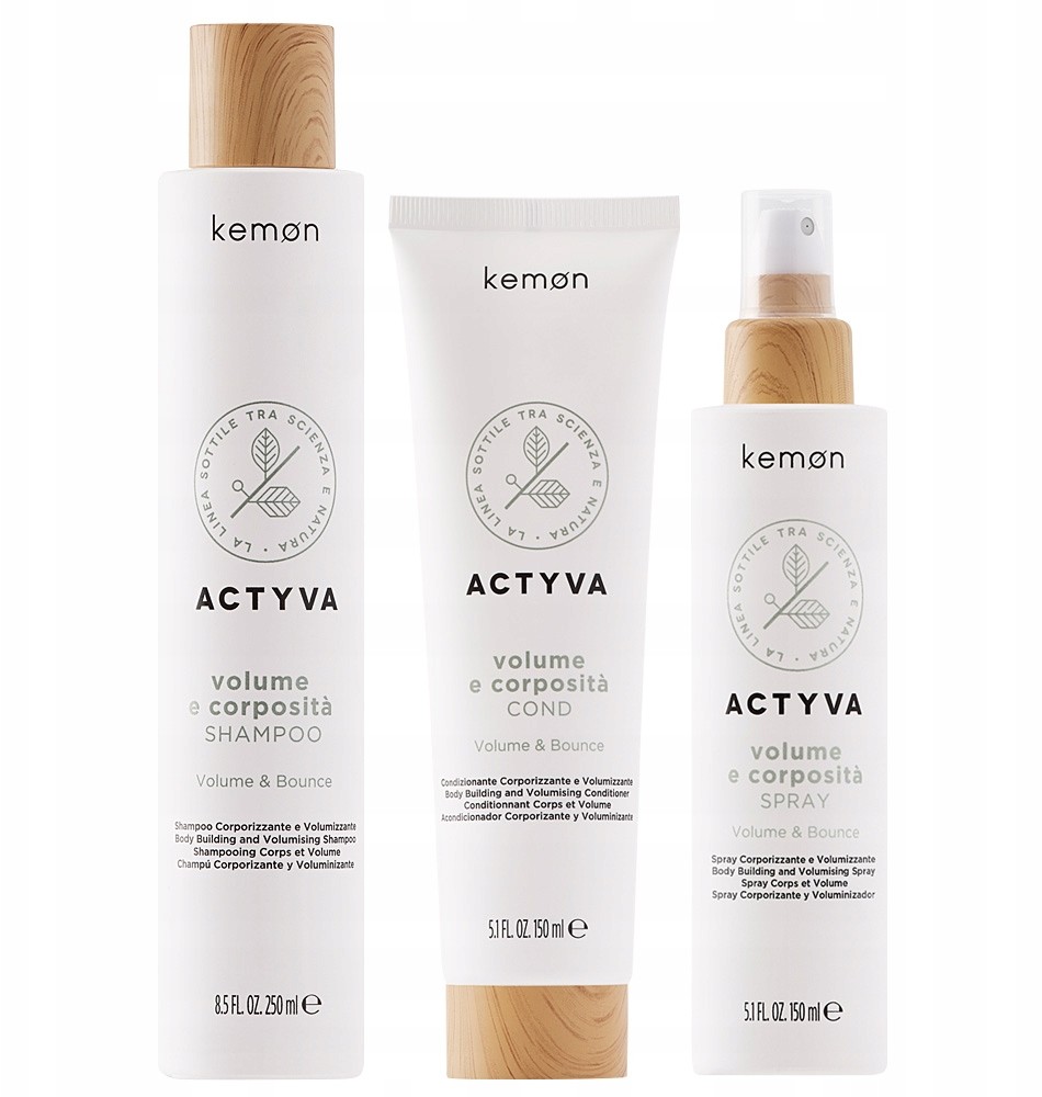 Kemon Actyva Volume E zestaw szampon odżywka spray