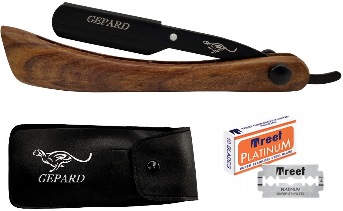 Gepard Brzytwa Fryzjerska Gepard Wood Teflon Do Golenia TEFLON-BLACK