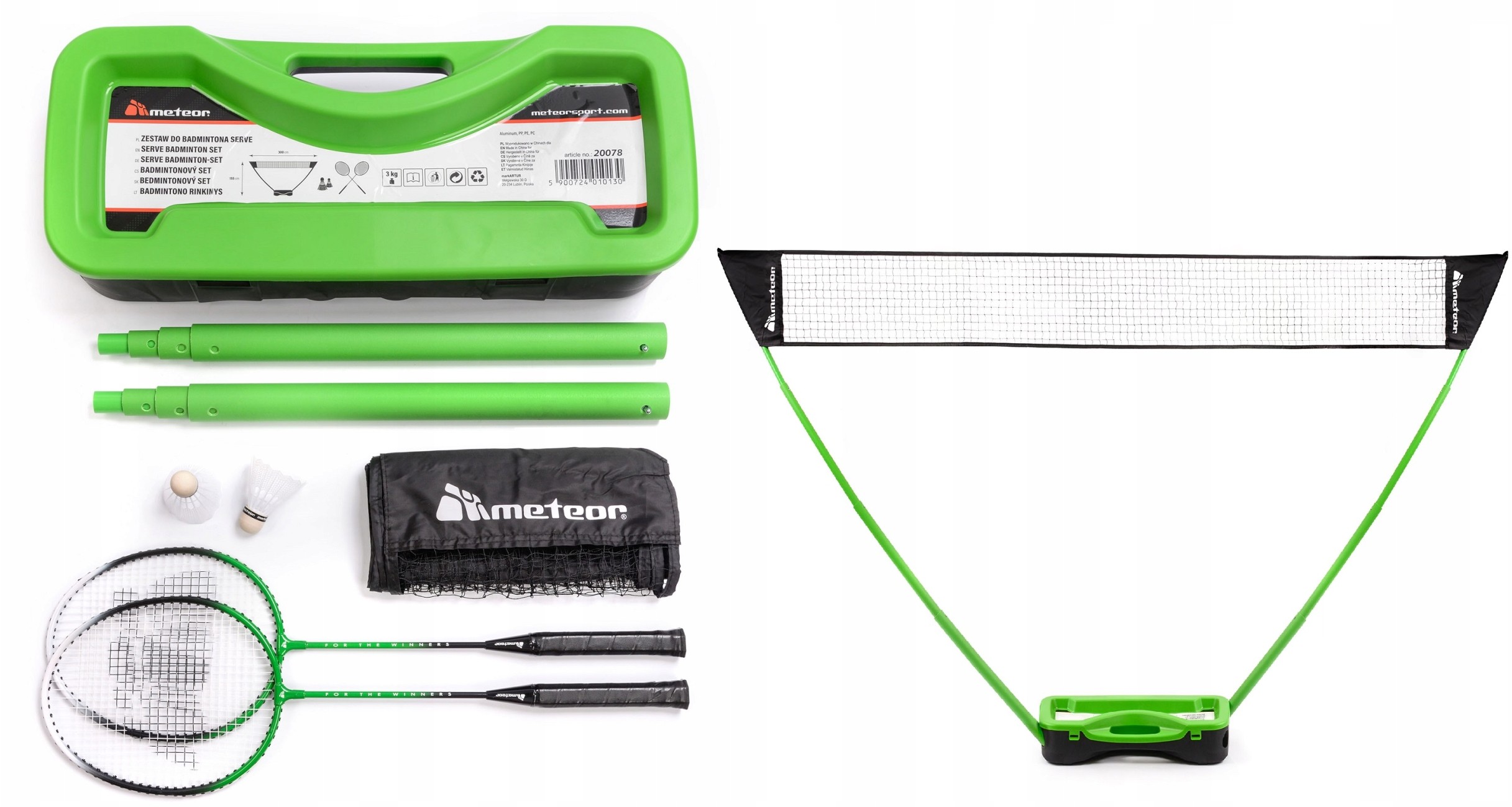 Stabilna Siatka + 2 Rakietki + 2 Lotki Zestaw Set