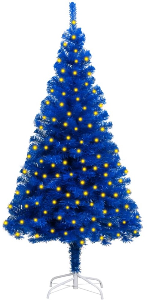 vidaXL Sztuczna choinka ze stojakiem i LED, niebieska, 180 cm, PVC vidaXL
