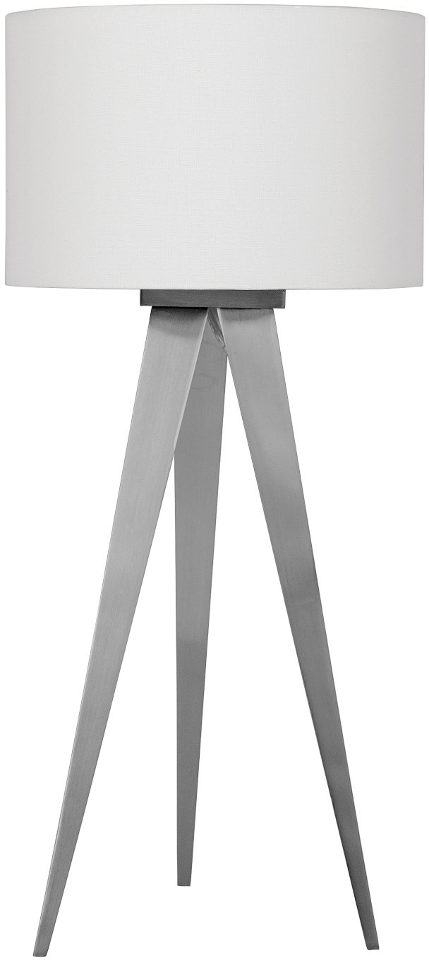 Nave Stojąca LAMPA stołowa TRIPOD 3134323 abażurowa LAMPKA na trójnogu nikiel biała