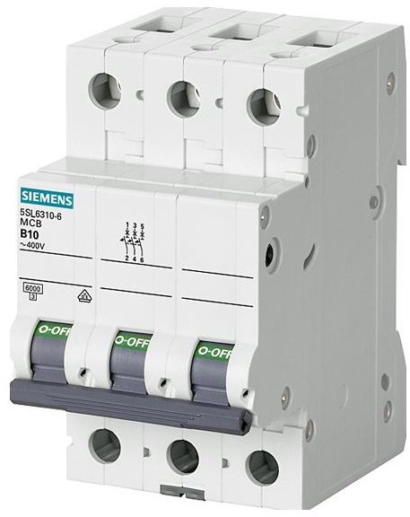 Фото - Автоматичний вимикач Siemens Wyłącznik nadprądowy 3P C 10A 6kA AC 5SL6310-7 