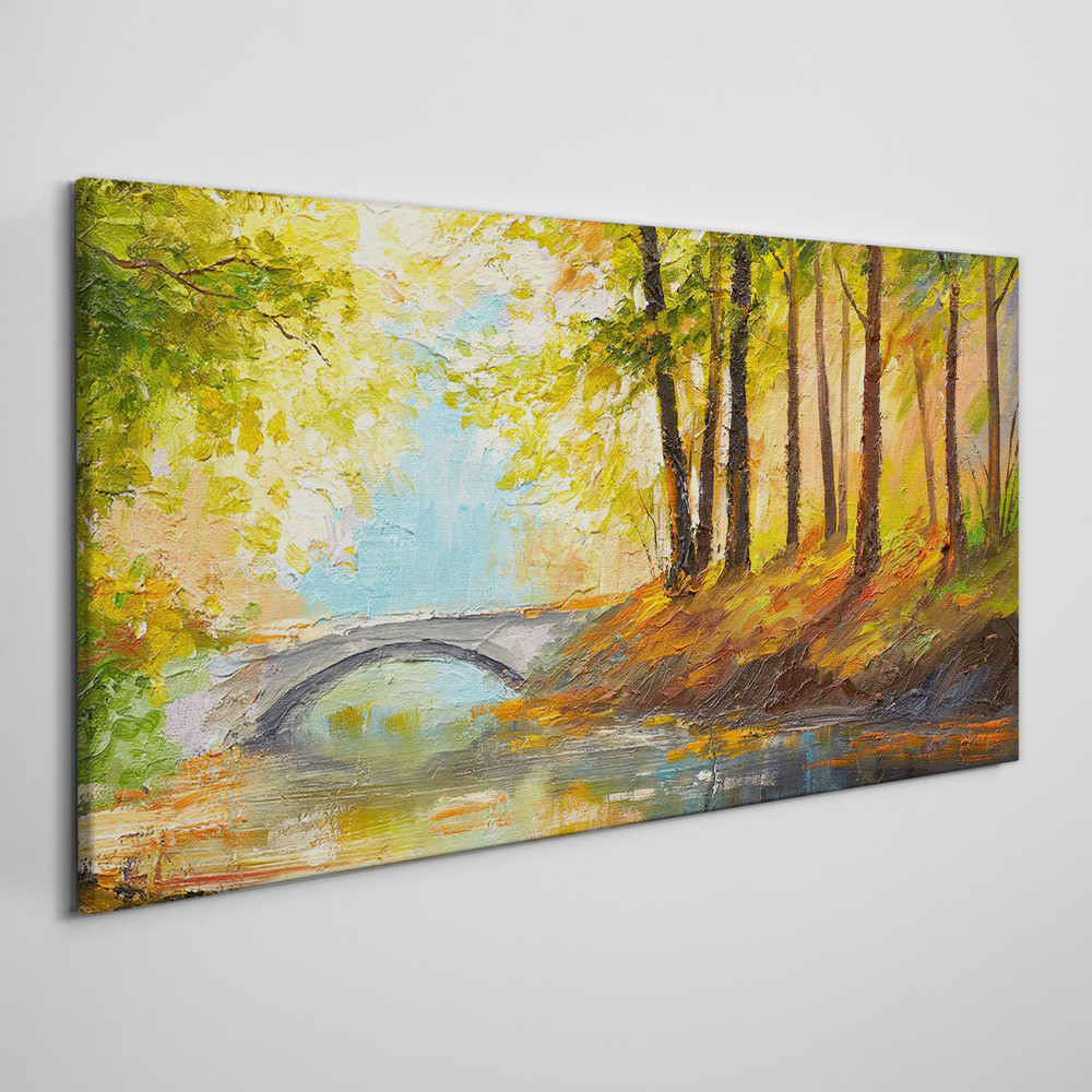 PL Coloray Obraz Canvas malarstwo las most 140x70cm