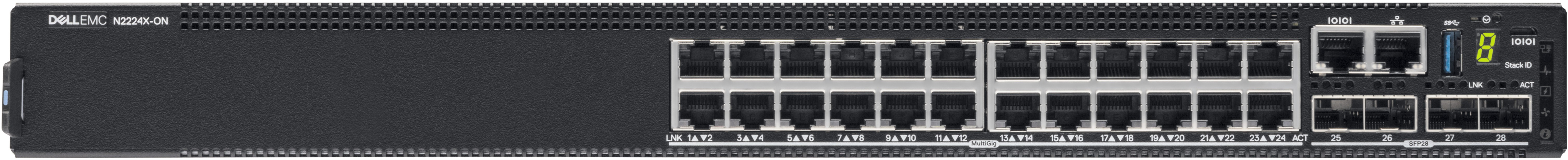 DELL EMC PowerSwitch N2224X-ON, 24x1/2.5G, 4x25G, 2x40G Stacking, 1xAC