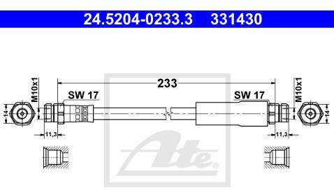 ATE Przewód hamulcowy elastyczny 24.5204-0233.3