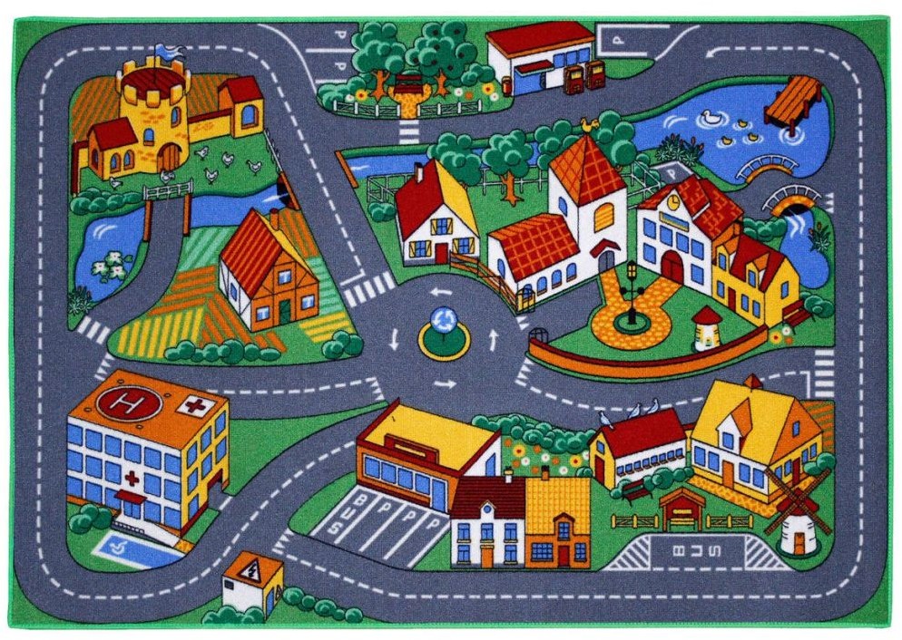 Van der Meulen AK Sports Mata do zabaw z miasteczkiem Quiet Town, 133 cm, QUIET TOWN