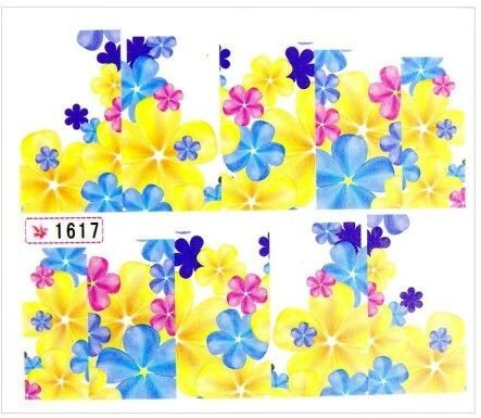 Allepaznokcie Naklejki wodne do paznokci arkusz 6,5 x 5,5 cm na 10 palców Nr 1617