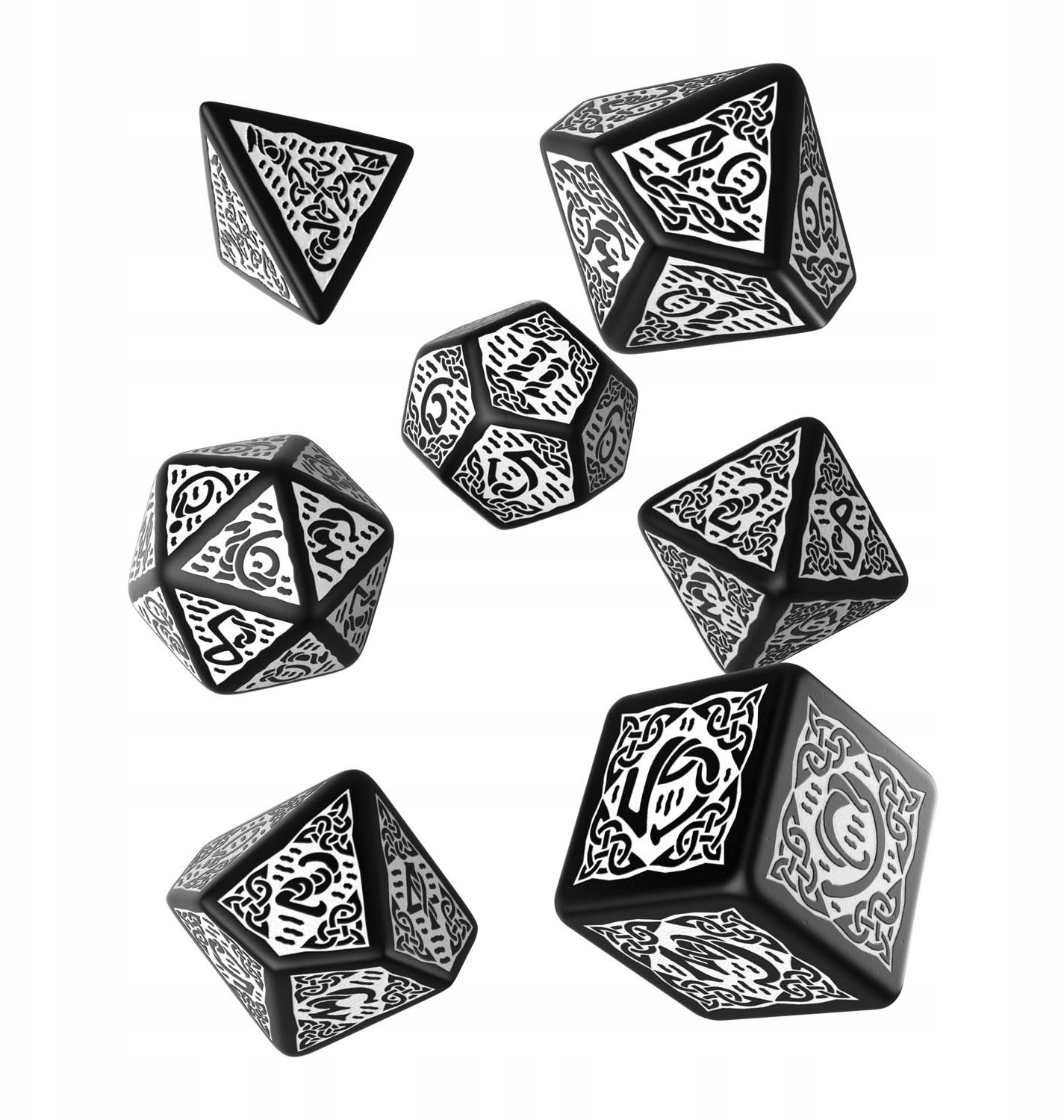 Kości Rpg Celtyckie 3D Czarno-białe (7)