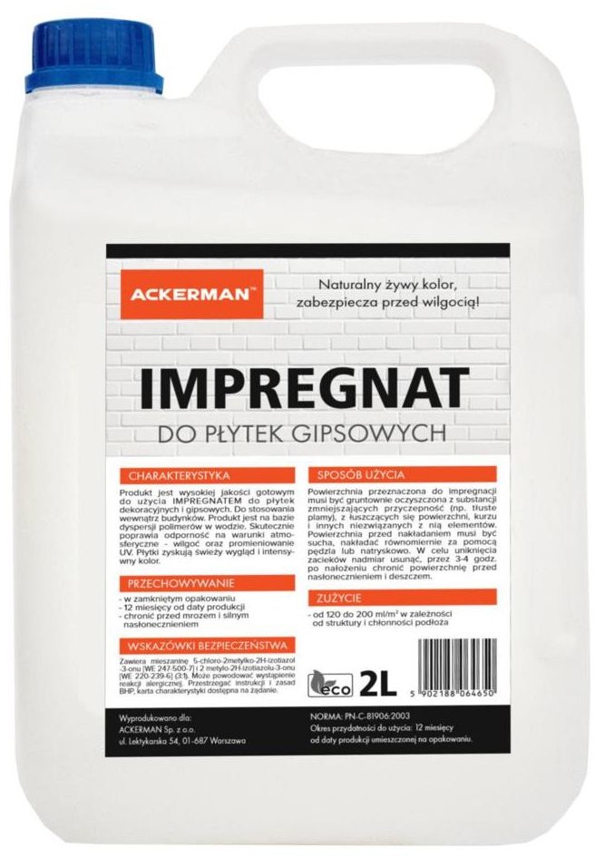 ACKERMAN Impregnat do płytek gipsowych 2 litry Ackerman