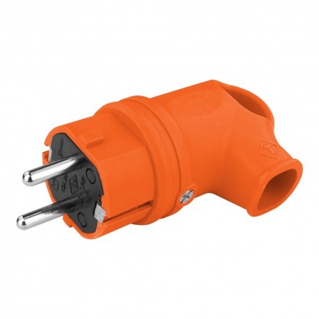 TP Electric Wtyczka gumowa kątowa 16A 230V pomarańczowa Schuko 8956 3101-302-2300