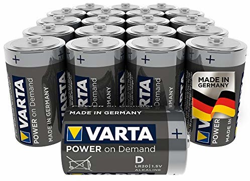 Varta Power on Demand D Mono baterie (zestaw 20 sztuk - inteligentne, elastyczne i wydajne dla mobilnych konsumentów końcowych - np. do akcesoriów komputerowych, urządzeń Smart Home lub latarek)