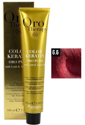 Fanola 6.6 Oro Puro Therapy Keratin Color 100 ML ciemny blond Czerwony HC-18-48