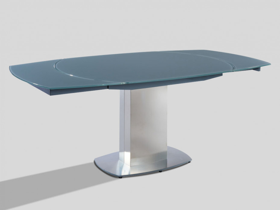 Unique Vente Stół do jadalni rozkładany TALICIA - Szkło hartowane i metal - Dla 6 8 osób - Kolor szary