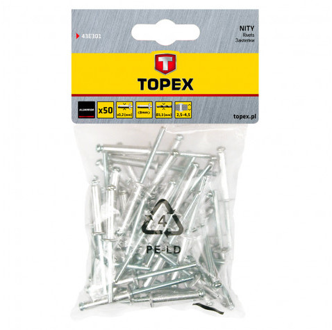 TOPEX Nity aluminiowe 3.2 x 8 mm, 50 szt. TOP-43E301