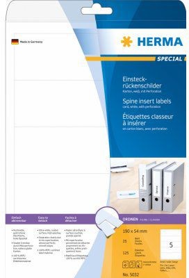 Herma Einsteckrücken A4 wei 54x190 mm n. klebend 125 St. - 5032