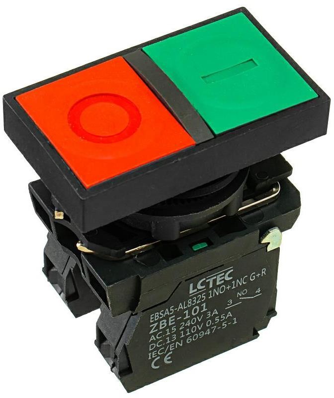 Przycisk podwójny IP54 czerwono zielony EBSA5-AL8325 1NO+1NC G+R LC-Tec