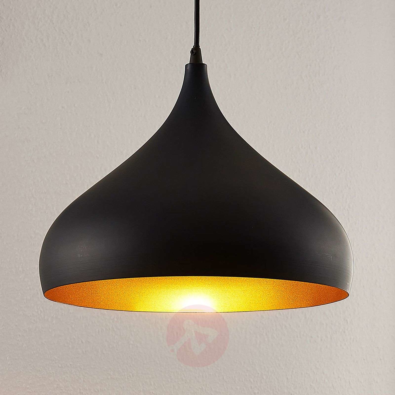 LINDBY Lampa wisząca Ritana, czarno-złota
