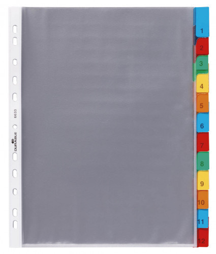 DURABLE Przekładka PP A4 z indeksami szare 1-12 z koszulkami 6633-19