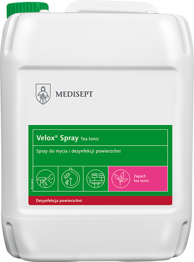Medisept Velox Spray płyn do mycia i dezynfekcji Tea Tonic 5 litrów SSE-ALKGOT-ML710